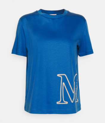 Базовая футболка Max Mara Leisure Monviso с логотипом ярко-синяя Базовая футболка Max Mara Leisure Monviso с логотипом ярко-синяя