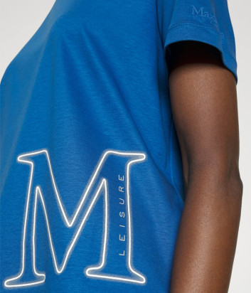 Базовая футболка Max Mara Leisure Monviso с логотипом ярко-синяя Базовая футболка Max Mara Leisure Monviso с логотипом ярко-синяя