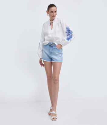 Джинсовые шорты TWINSET 241TT2392 с поясом голубые