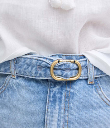 Джинсовые шорты TWINSET 241TT2392 с поясом голубые