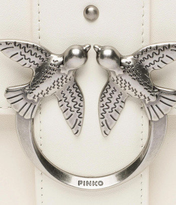 Сумка в гладкой коже PINKO Love One Classic 100053 с серебристой фурнитурой белая