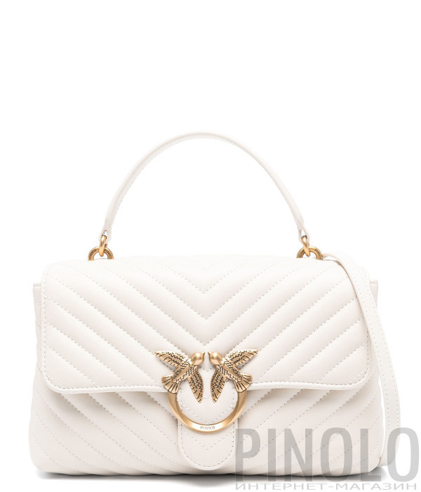 Сумка PINKO Love Lady Puff Classic 100043 в стеганной коже с золотистой фурнитурой молочная