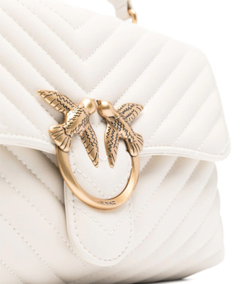 Сумка PINKO Love Lady Puff Classic 100043 в стеганной коже с золотистой фурнитурой молочная