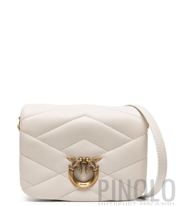 Дутая сумка PINKO Baby Love Click Puff 101584 в стеганной коже молочная