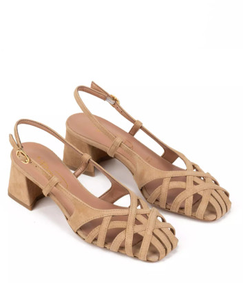 Замшевые босоножки BIANCA DI 1514 бежевые