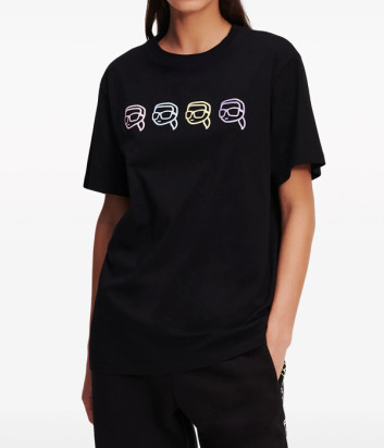 Футболка KARL LAGERFELD 241W1702 с узором Ikonik Karl черная