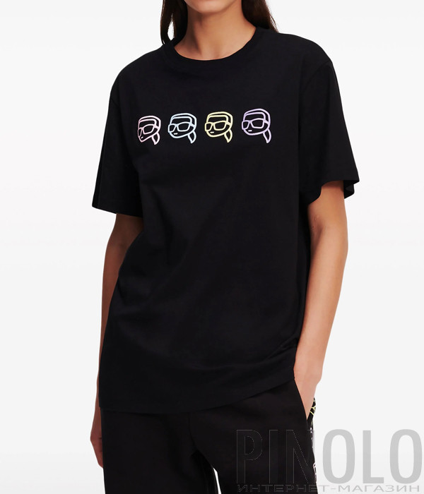 Футболка KARL LAGERFELD 241W1702 с узором Ikonik Karl черная