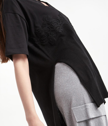 Туника ERMANNO FIRENZE D44EL004EE0 с кружевной отделкой черная