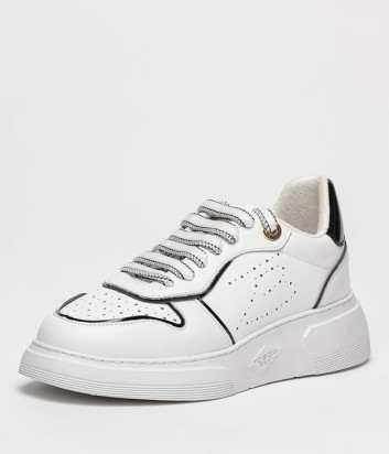 Кожаные кроссовки TOSCA BLU SS2405S051 на платформе белые