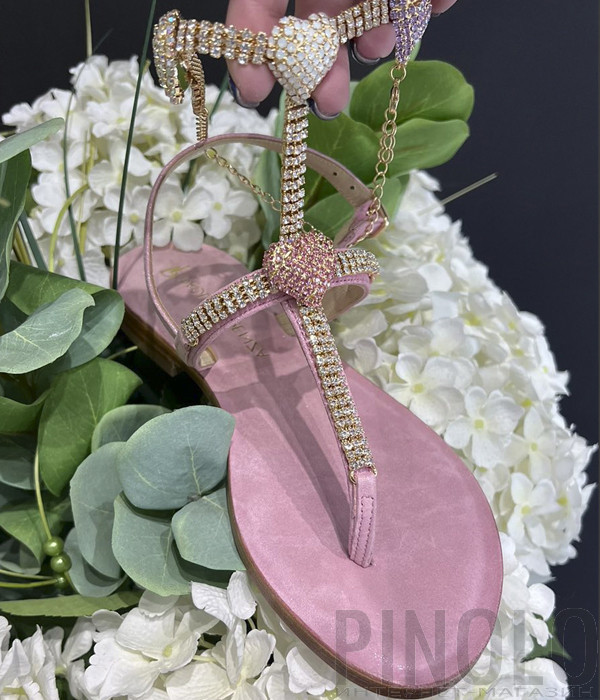 Сандалии PAOLA FIORENZA декорированные кристаллами розовые