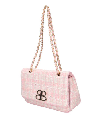 Твидовая сумка TOSCA BLU TS2486B91 на цепочке розовая