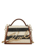Маленькая сумка KARL LAGERFELD Signature 241W3013 из рафии принт полоска