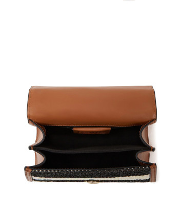 Маленькая сумка KARL LAGERFELD Signature 241W3013 из рафии принт полоска