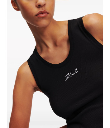 Топ в рубчик KARL LAGERFELD 241W1712 с вышитым логотипом черный