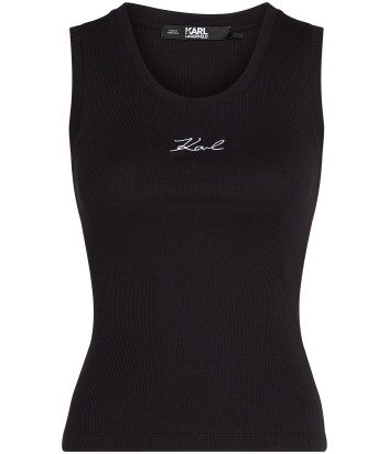 Топ в рубчик KARL LAGERFELD 241W1712 с вышитым логотипом черный