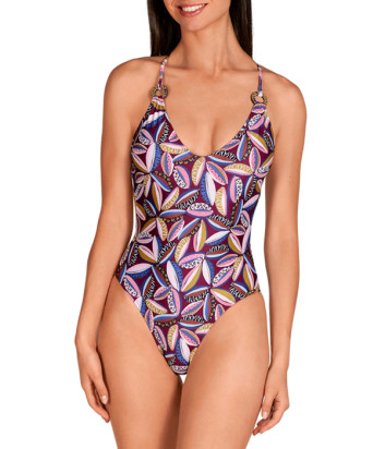 Сплошной купальник DOLORES CORTES 2557 с открытой спинкой принт