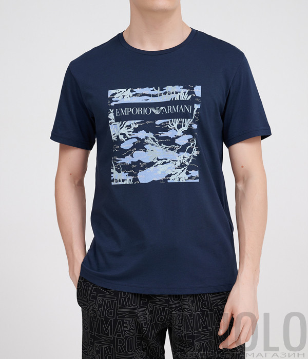 Футболка EMPORIO ARMANI 211818 4R469 синяя с принтом