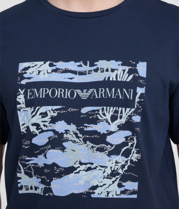 Футболка EMPORIO ARMANI 211818 4R469 синяя с принтом
