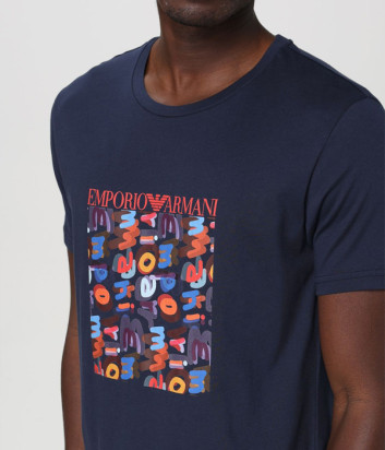 Футболка EMPORIO ARMANI 211818 4R469 с цветным принтом синяя