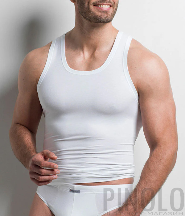 Мужская майка ISA Bodywear 317109 с глубоким вырезом белая