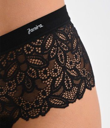 Трусики-бразилиана JANIRA Belle Cotton 30553 с кружевной отделкой черные