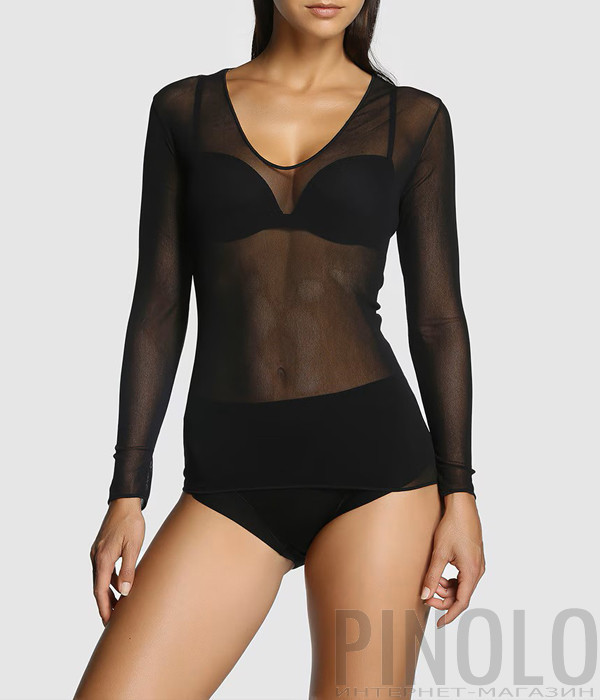 Полупрозрачный топ JANIRA Denis 45028 с длинным рукавом черный