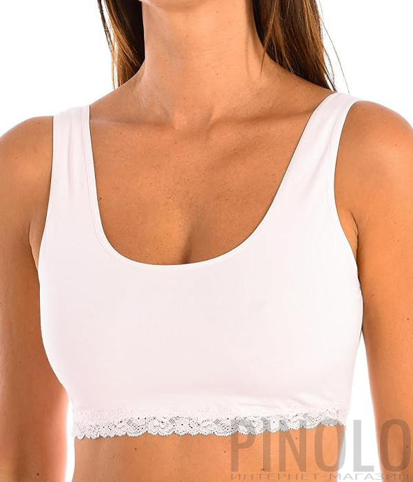 Хлопковый бюстгальтер-топ JANIRA Fresh Cotton Lace 32348 белый