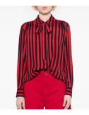 Рубашка с завязками MSGM 3741MDE08 красно-черная полоска