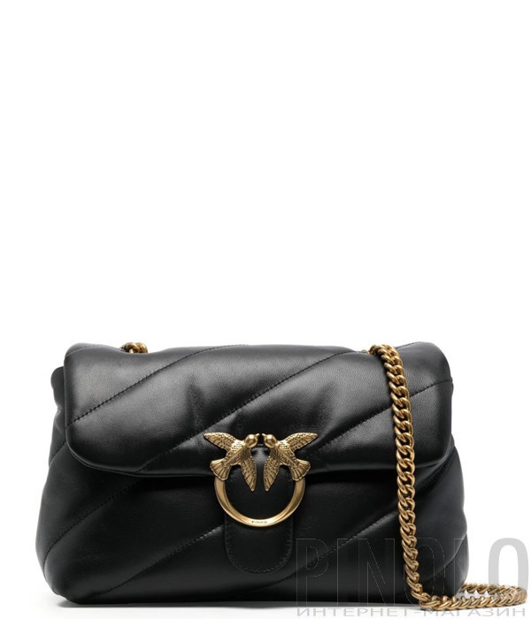 Сумка в стеганной коже PINKO Love Classic Puff 100038 с золотистой фурнитурой черная