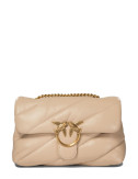 Сумка в стеганной коже PINKO Love Classic Puff 100038 с золотистой фурнитурой бежевая