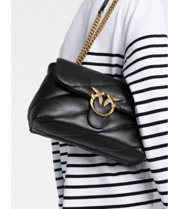 Сумка в стеганной коже PINKO Love Classic Puff 100038 с золотистой фурнитурой черная