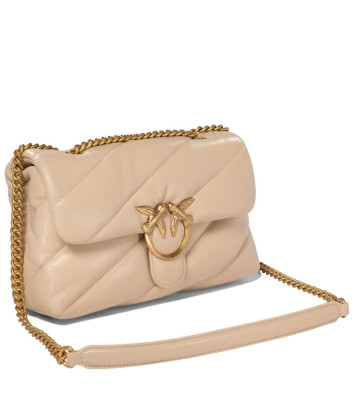 Сумка в стеганной коже PINKO Love Classic Puff 100038 с золотистой фурнитурой бежевая