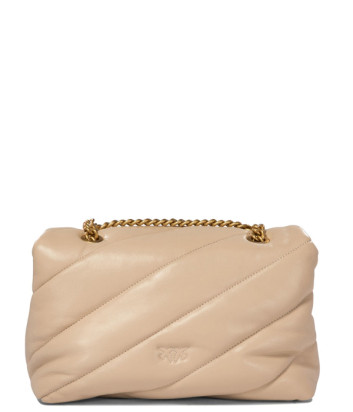 Сумка в стеганной коже PINKO Love Classic Puff 100038 с золотистой фурнитурой бежевая