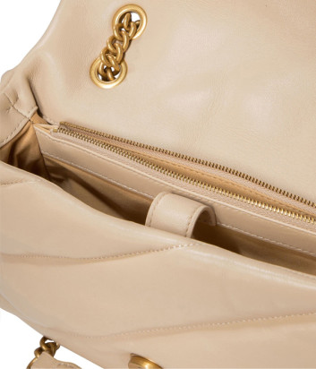 Сумка в стеганной коже PINKO Love Classic Puff 100038 с золотистой фурнитурой бежевая