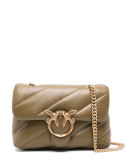 Сумка в стеганной коже PINKO Love Mini Puff 100039 с золотистой фурнитурой оливковая