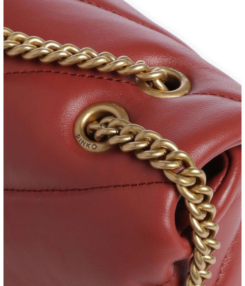 Сумка в стеганной коже PINKO Love Mini Puff 100039 с золотистой фурнитурой терракотовая