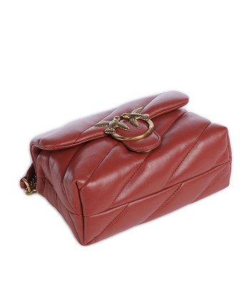 Сумка в стеганной коже PINKO Love Mini Puff 100039 с золотистой фурнитурой терракотовая