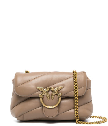 Сумочка в стеганной коже PINKO Baby Love Puff 100040 с золотистой фурнитурой карамельная