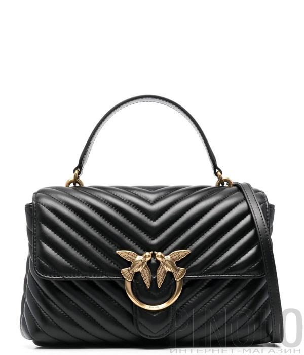 Сумка в стеганной коже PINKO Love Lady Puff Classic 100043 с золотистой фурнитурой черная