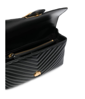 Сумка в стеганной коже PINKO Love Lady Puff Classic 100043 с золотистой фурнитурой черная