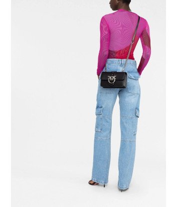 Сумка в гладкой коже PINKO Love One Mini 100059 с серебристой фурнитурой черная