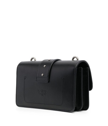 Сумка в гладкой коже PINKO Love One Mini 100059 с серебристой фурнитурой черная