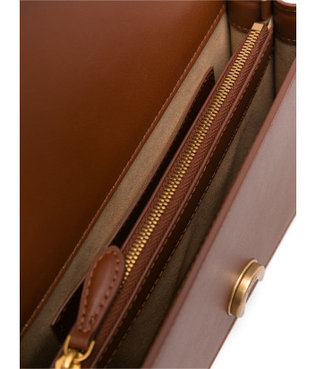 Сумка в гладкой коже PINKO Love One Mini 100074 с золотистой фурнитурой коричневая