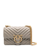 Сумка в стеганной коже PINKO Love One Mini 100074 с золотистой фурнитурой серая