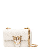 Сумка в коже с тиснением PINKO Mini Love con logo 100074 с золотистой фурнитурой белая