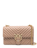 Сумка в стеганной коже PINKO Love One Classic 100941 с золотистой фурнитурой карамельная