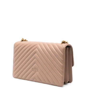 Сумка в стеганной коже PINKO Love One Classic 100941 с золотистой фурнитурой карамельная