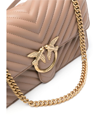 Сумка в стеганной коже PINKO Love One Classic 100941 с золотистой фурнитурой карамельная