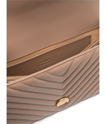 Сумка в стеганной коже PINKO Love One Classic 100941 с золотистой фурнитурой карамельная
