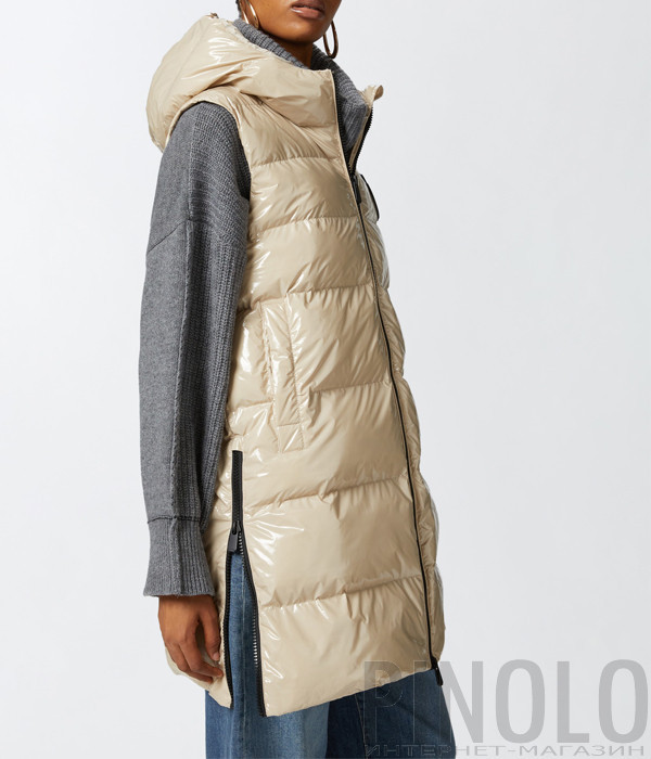 Дутый жилет PINKO 103825 с глянцевой фактурой бежевый